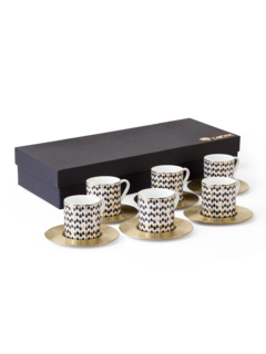 كوب إسبريسو 80Cc مع صحن بلون أسود سويرل مجموعة من 6