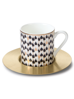 كوب إسبريسو 80Cc مع صحن بلون أسود سويرل مجموعة من 6