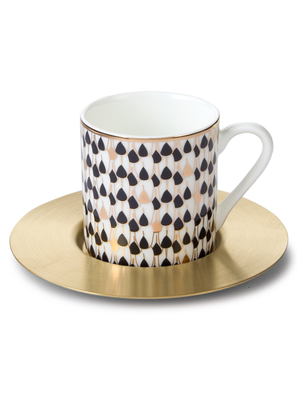 كوب إسبريسو 80Cc مع صحن بلون أسود سويرل مجموعة من 6