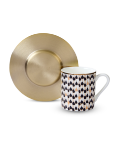 كوب إسبريسو 80Cc مع صحن بلون أسود سويرل مجموعة من 6