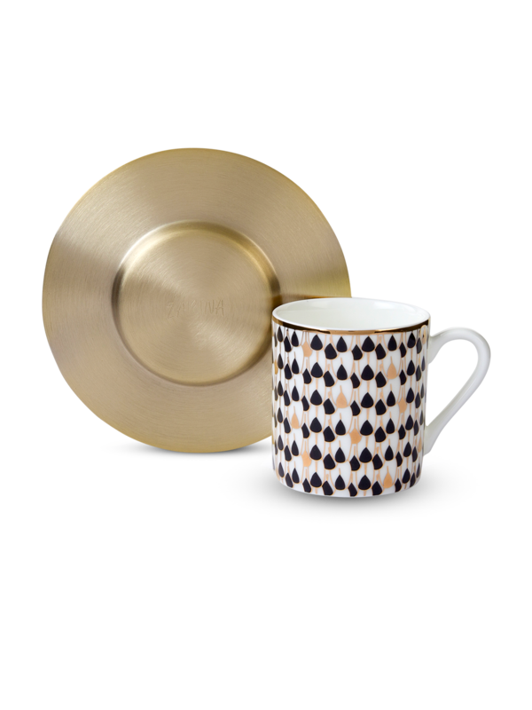 كوب إسبريسو 80Cc مع صحن بلون أسود سويرل مجموعة من 6