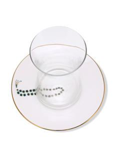 إستكانة صباحية من 6 قطع مع ملاعق وأكواب زجاجية