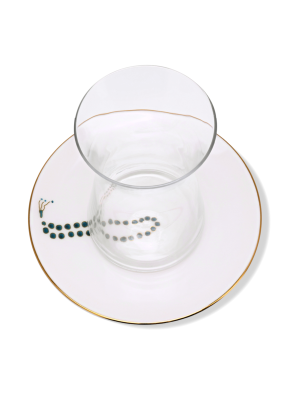 إستكانة صباحية من 6 قطع مع ملاعق وأكواب زجاجية