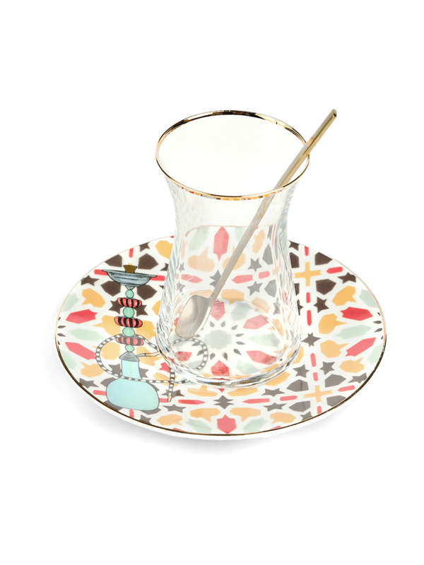 كوب إستكانة مع صحن شيشة