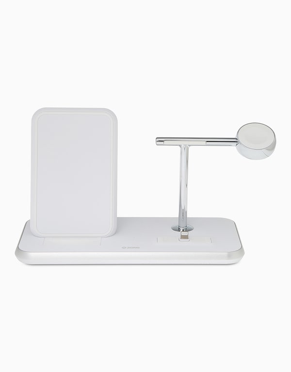 White Phone Stand+Wireless Charger