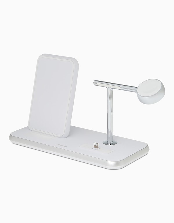 White Phone Stand+Wireless Charger