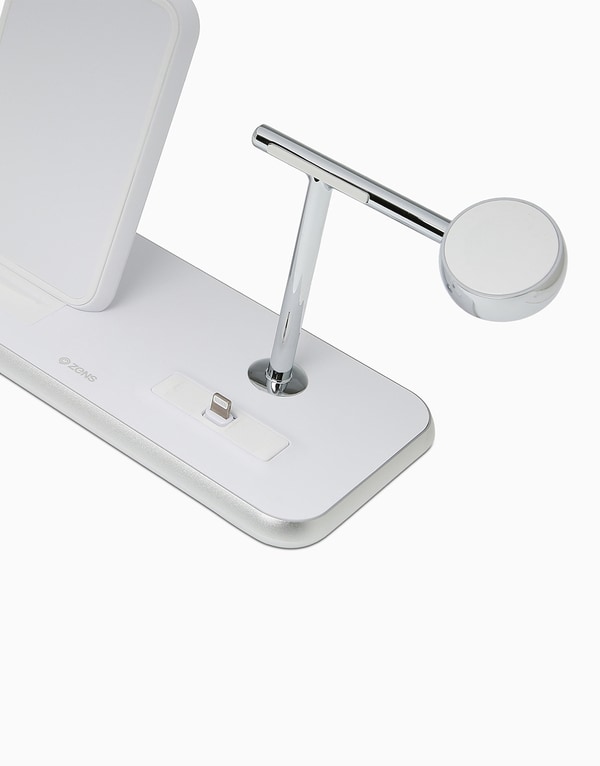 White Phone Stand+Wireless Charger
