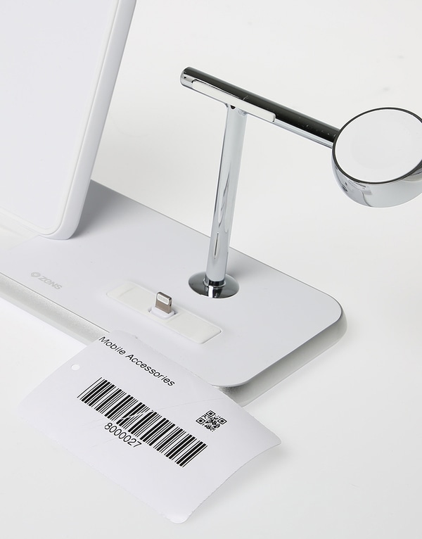 White Phone Stand+Wireless Charger