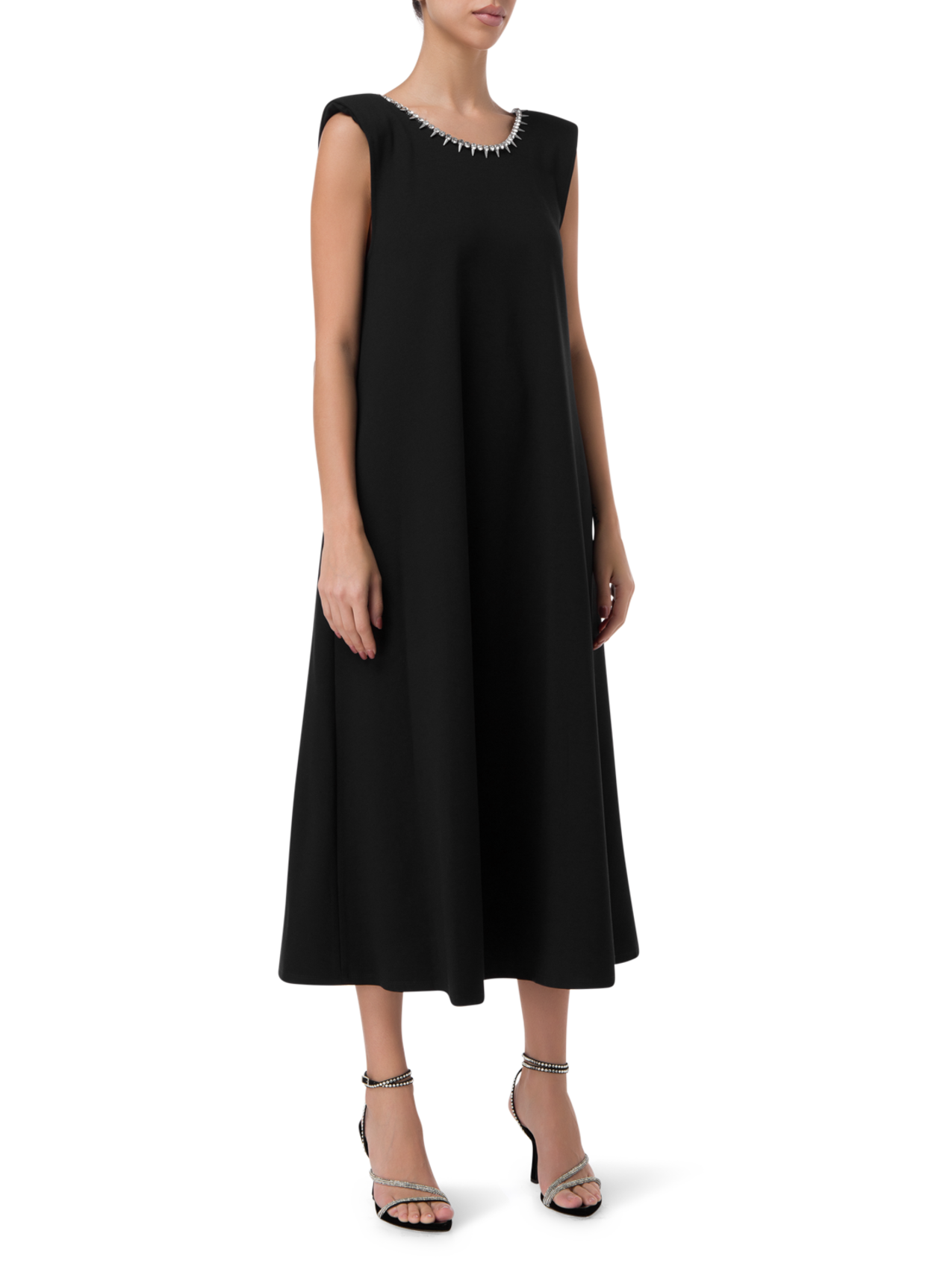 area crystal bow back midi dress AREA Crystal Bow V-Neck T-Shirt Dress