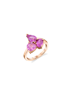 خاتم بتصميم عنقودي صغير من الياقوت الزهري بلون متدرج