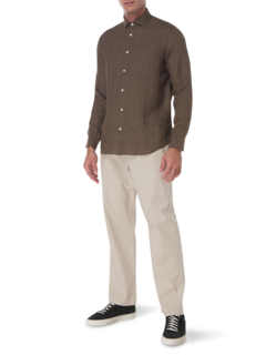 قميص كتان بقصة عادية مقاس L/S