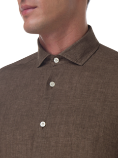 قميص كتان بقصة عادية مقاس L/S