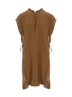 بونشو شوماك برقبة على شكل حرف V مصنوع من الجوت