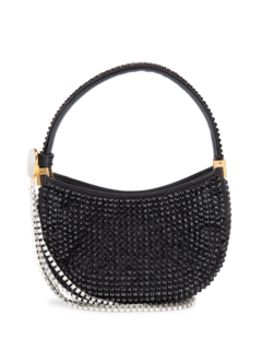 حقيبة كتف مايكرو فيزنا مزينة بالكريستال الأسود