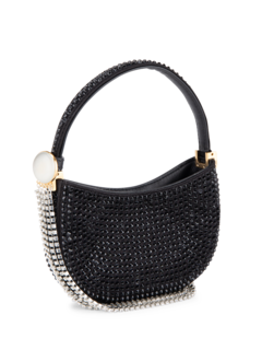 حقيبة كتف مايكرو فيزنا مزينة بالكريستال الأسود