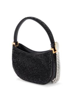 حقيبة كتف مايكرو فيزنا مزينة بالكريستال الأسود