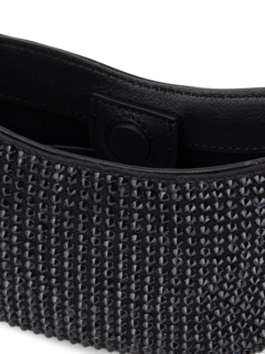 حقيبة كتف مايكرو فيزنا مزينة بالكريستال الأسود