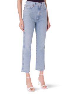 بنطال جينز ضيق من أعلى وواسع من أسفل بخصر مزموم، ريبتايد