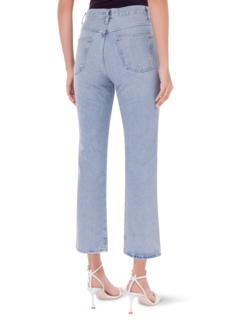 بنطال جينز ضيق من أعلى وواسع من أسفل بخصر مزموم، ريبتايد