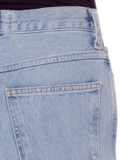 بنطال جينز ضيق من أعلى وواسع من أسفل بخصر مزموم، ريبتايد