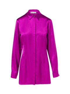 قميص ساتان ضيق بأكمام طويلة