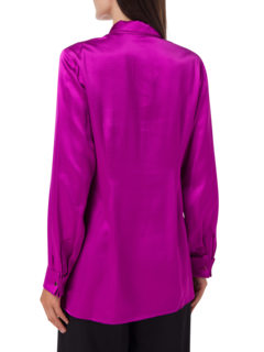 قميص ساتان ضيق بأكمام طويلة