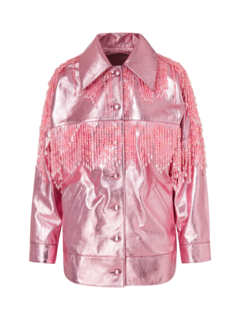 قميص دينفر دنيم حصري مزين بشراشيب