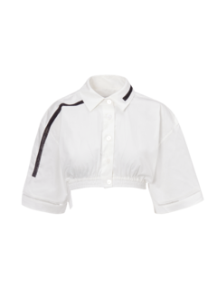 قميص قصير بأكمام قصيرة من الدانتيل