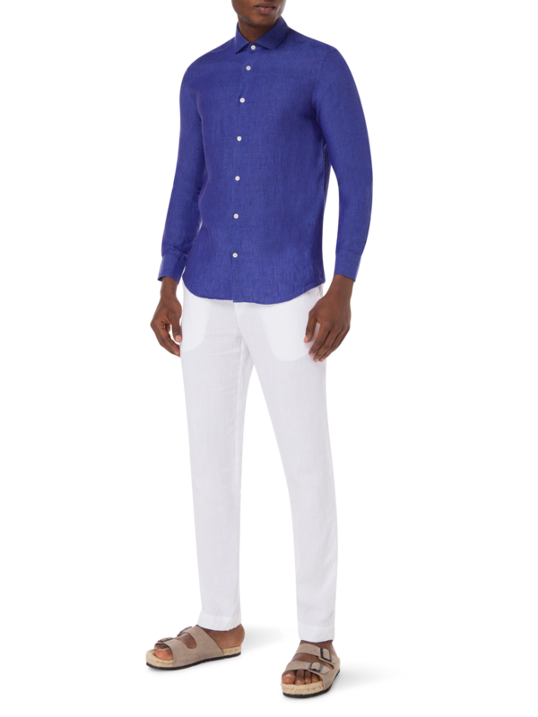 قميص من الكتان بقصة عادية وألوان متعددة