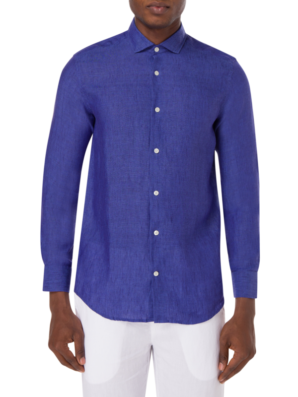 قميص من الكتان بقصة عادية وألوان متعددة