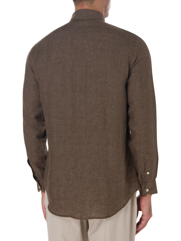 قميص كتان بقصة عادية مقاس L/S