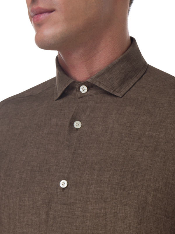 قميص كتان بقصة عادية مقاس L/S