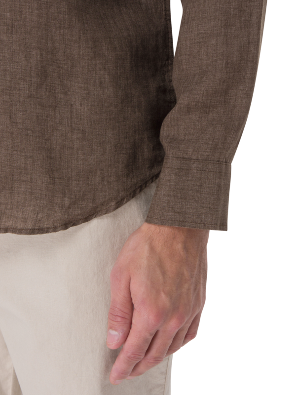 قميص كتان بقصة عادية مقاس L/S