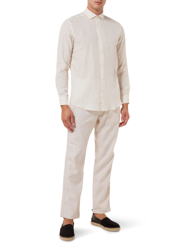 قميص كتان بقصة عادية وألوان متعددة