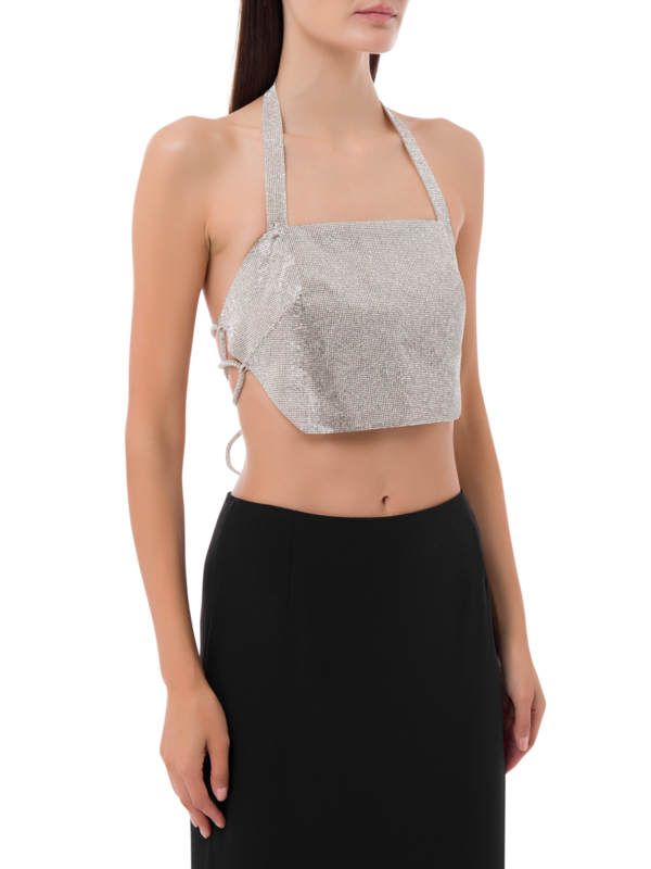 بلوزة قصيرة إستيل مزينة بالكريستال