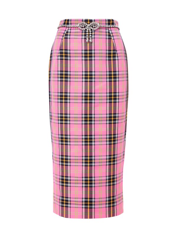 تنورة متوسطة الطول بحواف من الكريستال