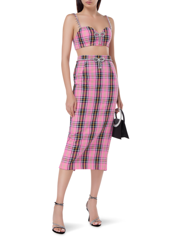 تنورة متوسطة الطول بحواف من الكريستال