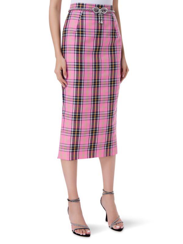 تنورة متوسطة الطول بحواف من الكريستال