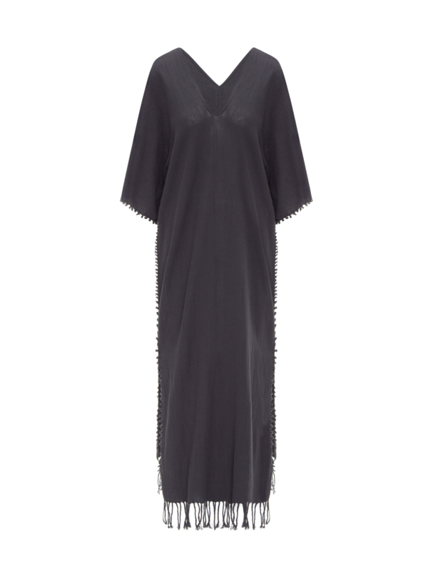 فستان طويل ساس من القطن والخيش