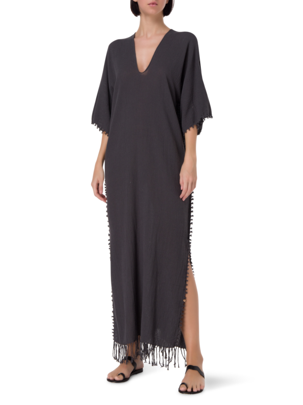 فستان طويل ساس من القطن والخيش