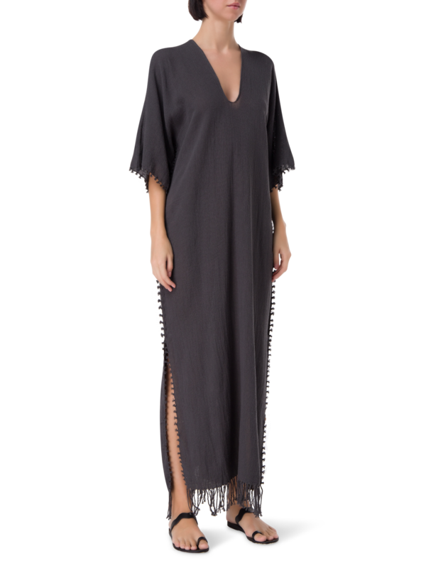 فستان طويل ساس من القطن والخيش