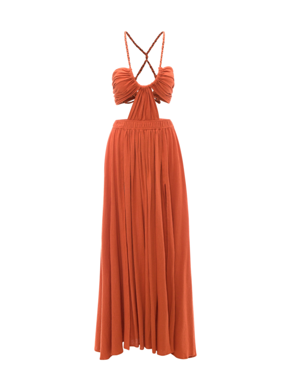 فستان بوجيل بتصميم متقاطع من الخلف