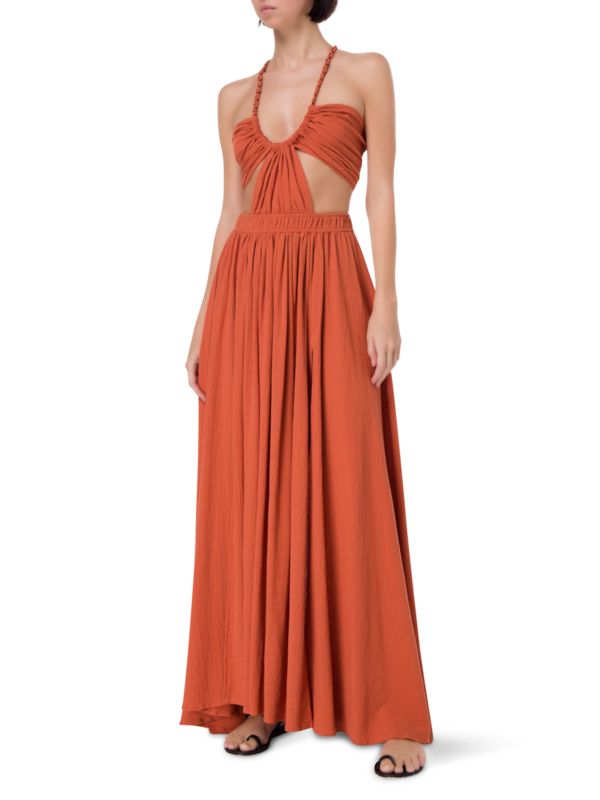 فستان بوجيل بتصميم متقاطع من الخلف