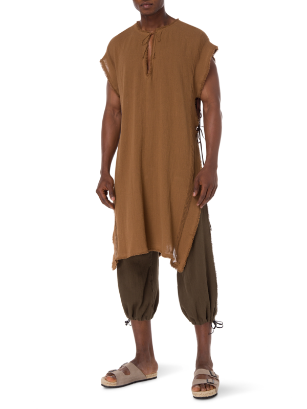 بونشو شوماك برقبة على شكل حرف V مصنوع من الجوت