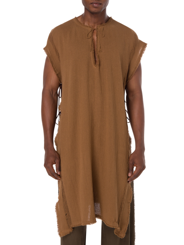 بونشو شوماك برقبة على شكل حرف V مصنوع من الجوت