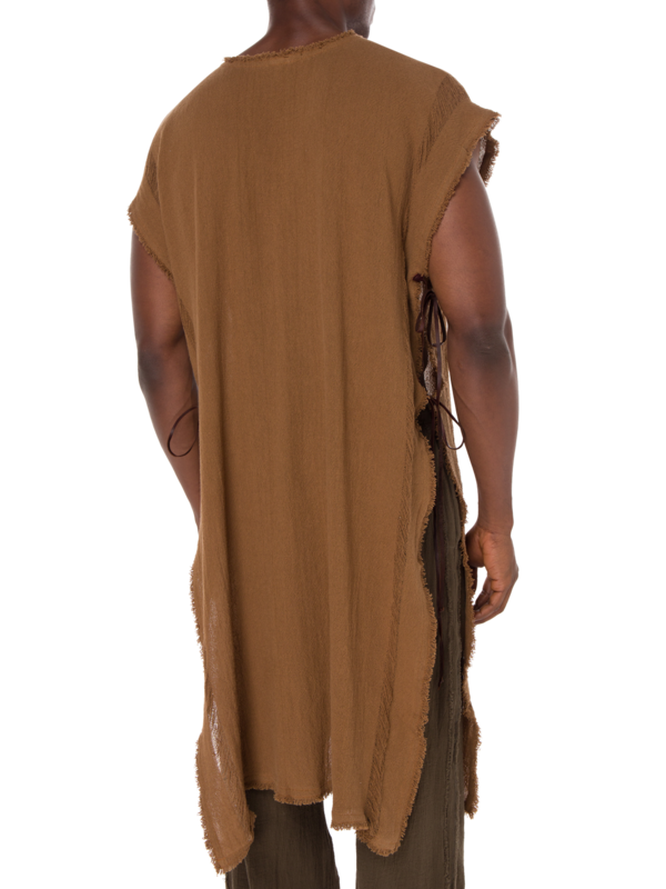 بونشو شوماك برقبة على شكل حرف V مصنوع من الجوت