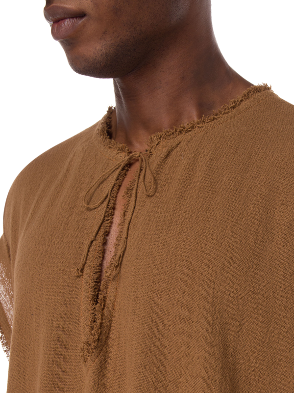 بونشو شوماك برقبة على شكل حرف V مصنوع من الجوت