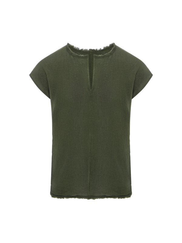 قميص زول خفيف بدون أكمام وبرقبة على شكل حرف V