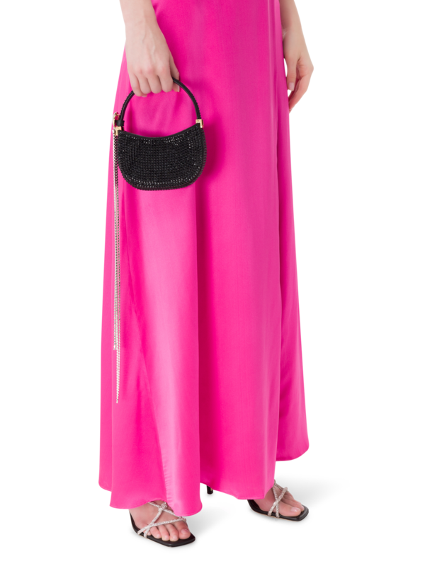 حقيبة كتف مايكرو فيزنا مزينة بالكريستال الأسود