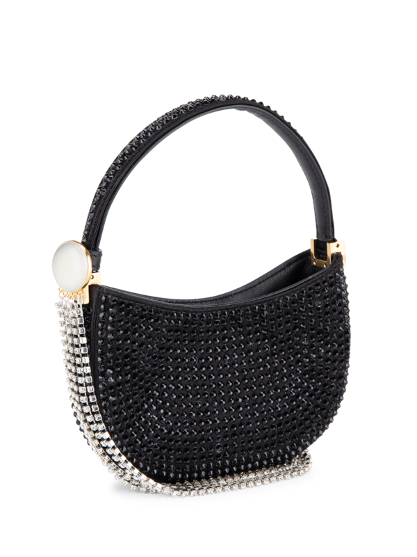 حقيبة كتف مايكرو فيزنا مزينة بالكريستال الأسود